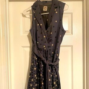 Gray wrap tie dress.